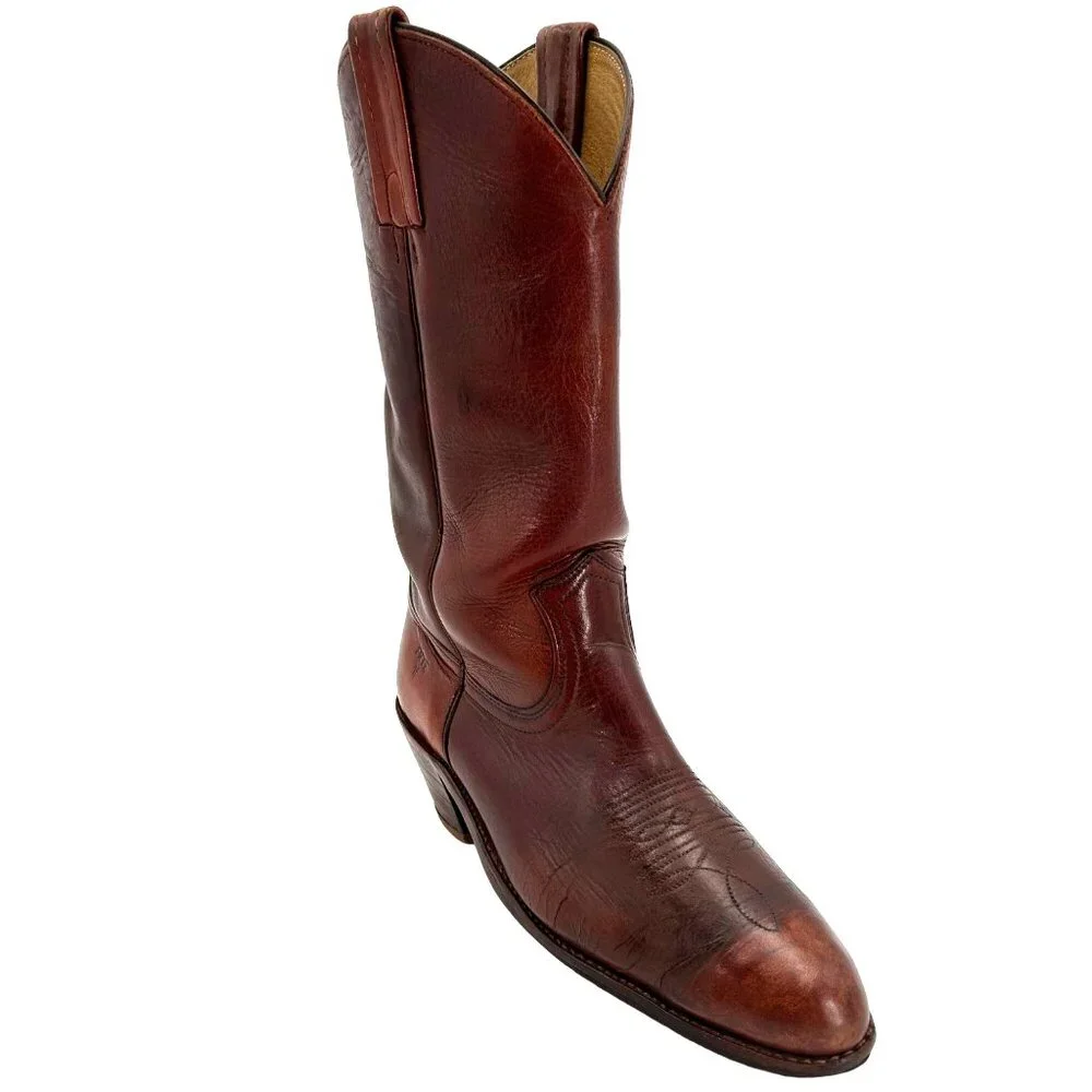Vintage Frye Cowboy Boots Mens size 9D Distressed Brown Leather USA Western Boot - Picture 6 of 15